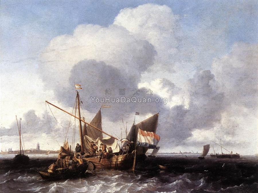Ships on the Zuiderzee before the Fort of Naarden - 卢多尔夫·巴克赫伊森